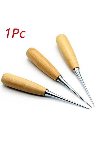 Choice 1PC Wooden Handle Awls Hole Punches DIY Hand Stitcher Leather Tent Sewing Awl Shoes Repair Tool A...