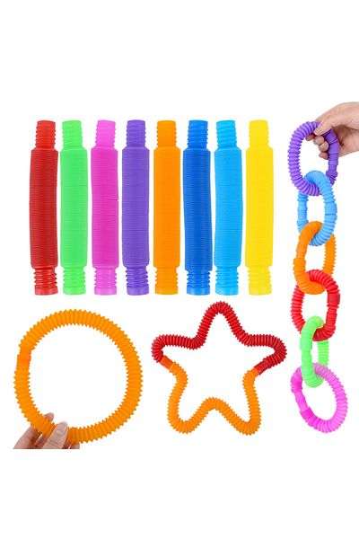 Choice A02 8pcs Telescopic Pop Tube Pipe Flexible Colorful Tubes Sensory Fidget Toys For Kids Birthday Wedd