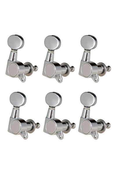 Choice 6pcs Ankle Keys Tuning Head Peg Mechanical 6R Retro Zinc Alloy for Electric Acoustic Guitar - Silver