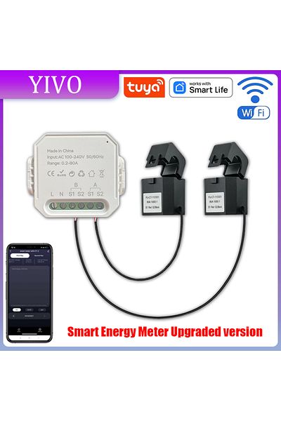 Choice 2ct-1pc Tuya Smart Wifi Energy Meter 2 Channel With Current Transformer Clamp App Monitor Power 80a