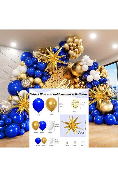Choice Other MULTI 136PCS Royal Blue and Gold Balloon Arched Flower Ring Set ...
