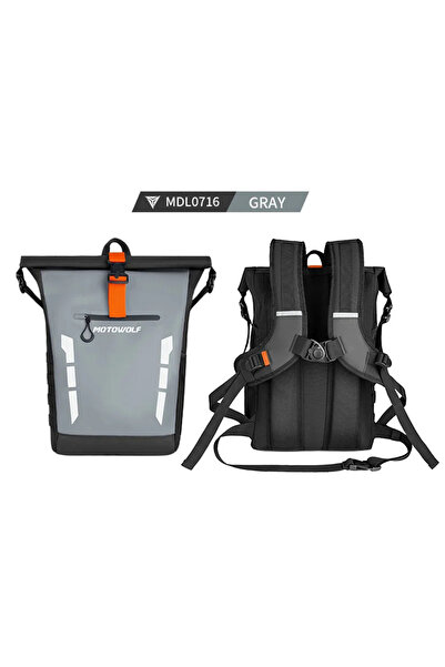 Choice حقيبة ظهر Motowolf رمادية مقاومة للماء للدراجات النارية، حقيبة ظهر متي...