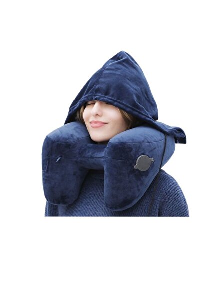 Choice وسادة رقبة للسفر باللون الأزرق الداكن قابلة للنفخ على شكل حرف H ووسادة...