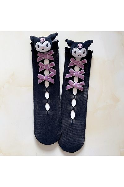 Choice A Sanrio Kuromi Cinnamoroll Bow Hollowed Out Socks Girls' Stockings Lolita Lace Socks Princess Skir.