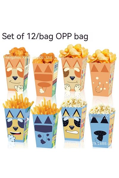 Choice A Bag 12pcs Moose Cute Bluey Family Bluey Party Snacks Candy Chicken Rice Popcorn Box Food Carton Pa