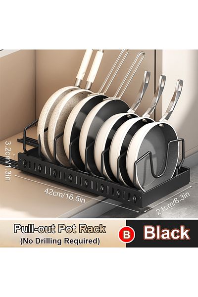 Choice Black Pot Rack Pull Out Pots And Pans Organizer Sliding Pot Lid Holder Kitchen Spice Rack Tableware