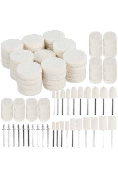 Toorise 100pcs 100pcs Grinding Polishing Buffing Round Wheel Pad Wool 1/8" Shank For Dremel Rotary Tool Acce