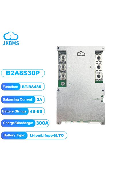 Choice Jk-b2a8s30p Jkbms Samrt Bms 300a 4s 5s 6s 7s 8s 12v 24v بطارية مع وظيفة توازن نشط 2a