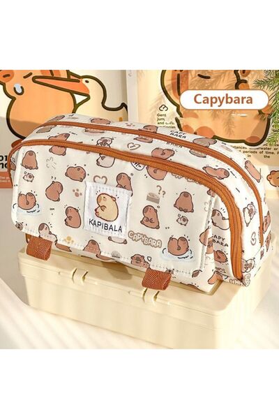 Choice حقيبة أقلام فقط من INS Capybara ذات أربع طبقات وسعة كبيرة وحقيبة أقلام لطيفة على شكل رسوم متحركة وقرطاسية Orga