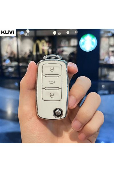 Choice White Tpu Car Flip Key Case Cover Shell For Volkswagen Vw Polo Golf Passat Tiguan Beetle Caddy T5 Up