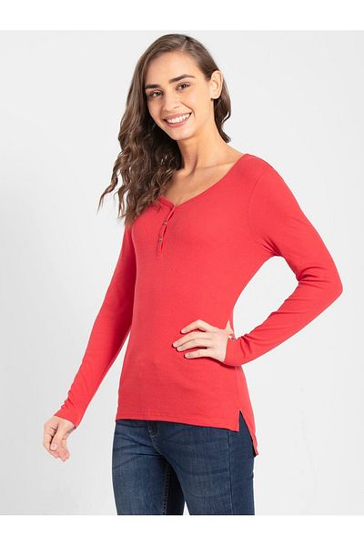 JOCKEY USA Original Womens Loung Wr Full Slv Henley UL15-01 Gray