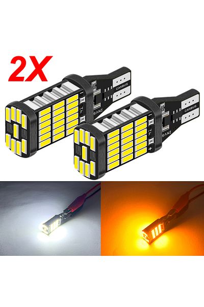Choice مصباح إشارة الانعطاف T15 Amber 2 قطعة T15 W16w 921 912 T16 T10 902 لمبات LED عالية الطاقة 45 SMD 4014 بديل