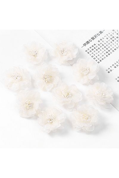 Choice 5pcs White 5pcs Chiffon Artificial Flowers Head Fabric Applique Dress Sewing Supplies Patches Access