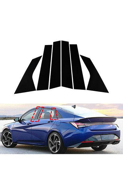Choice 6Pcs Car Pillar Posts Window Molding Cover Trims BC Column Sticker for Hyundai Elantra 2021-2023 ...