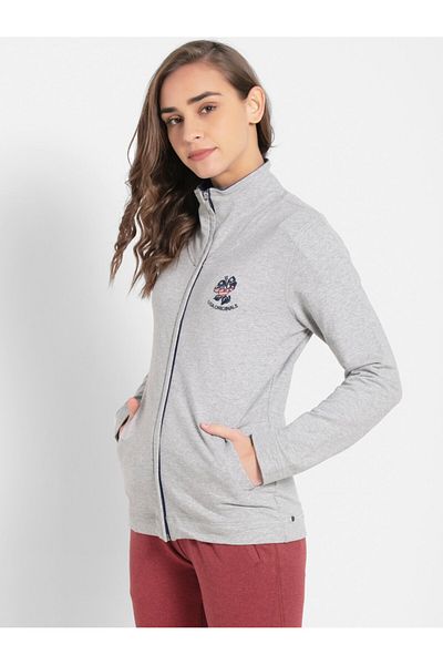 JOCKEY سترة نسائية من USA Originals بسحاب للإغلاق UL08-01 باللون الرمادي