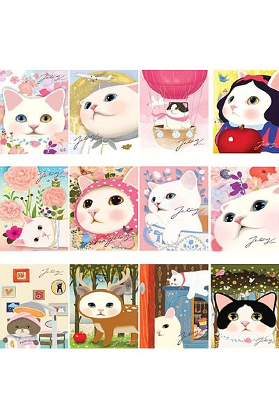 Choice 25Zhang，Cute Cat Pattern Postcard，Cartoon Christmas Card; Greetings Card Sent to Friends at Chris...