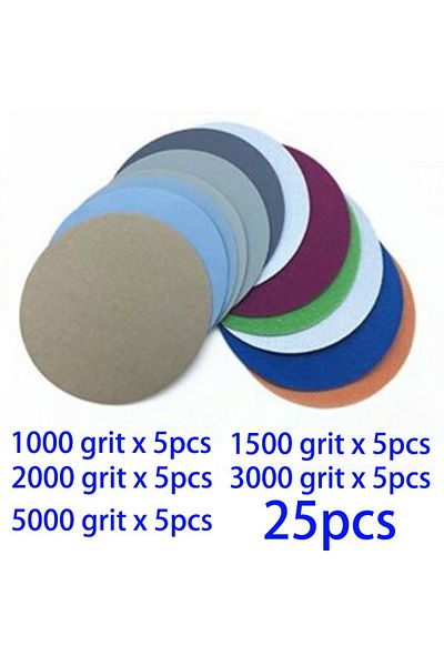 DAZZLEEX 25pcs 3inch Sandpaper Hook & Loop Sanding Disc Water/Dry Sand Paper Abrasive Tools 1000 1500  200...