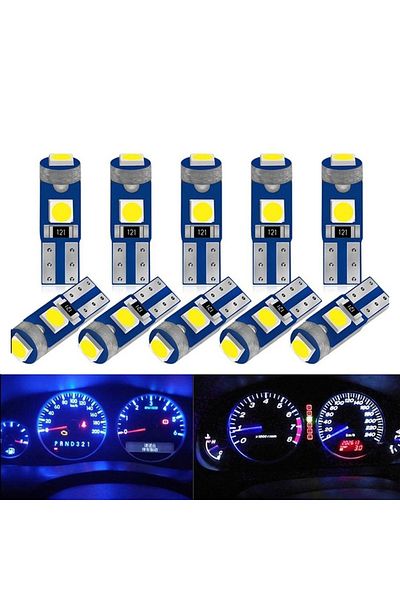 Choice Blue 10pcs Super Bright Led T5 3smd Car Motorcycle Dashboard Light Wedge Instrument Lamp Indicator S