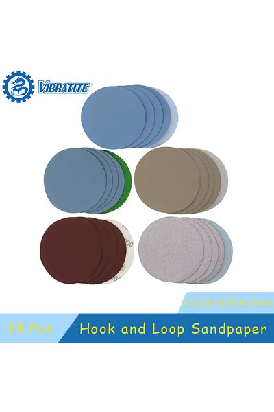 Choice 3 Inch Mixed 25 Pcs 1/2/3/4/5/6 Inch Hook And Loop Sandpaper 25 Pcs Assorted 1000 /2000 /3000 /4000/