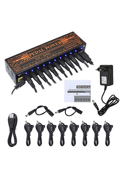 Choice Rowin Guitar Pedal Power Supply 10 Isolated DC Output for 9V/12V/18V Effect Pedal with USB Chargi...