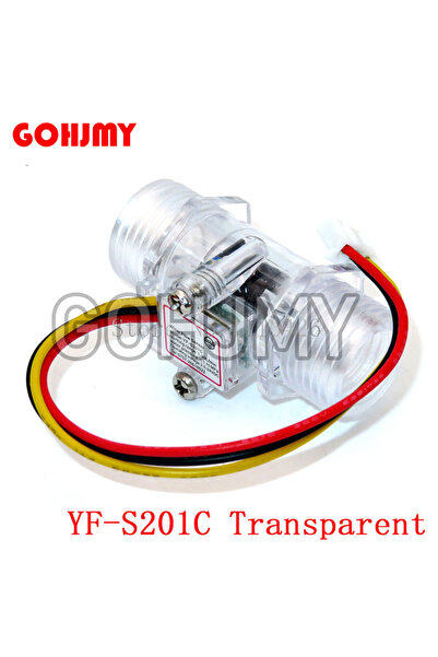 GOHJMY YF-S201C شفاف 1 قطعة مستشعر تدفق المياه مقياس التدفق مستشعر تدفق هول 4...