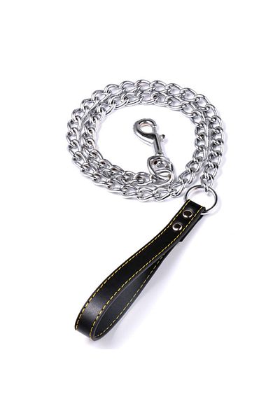 Choice Black Metal Chain Dog Lead With Leather Style Handle Strong Control Leash Iron Dog Pets Supplies Col