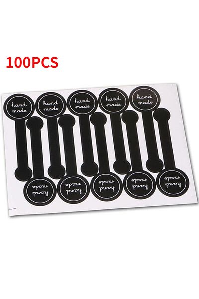 Choice 100pcs 10pcs X10 Vintage Handmade Stickers Black Seal Labels Biscuit Bag Sticker Gift Bakery Packagi