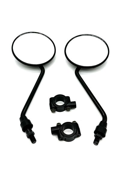HLMORTO M8-22mm Mount 1 Pair Universal Motorcycle Rounded Side Back View Mirror With Mount Clamp Motorbike E