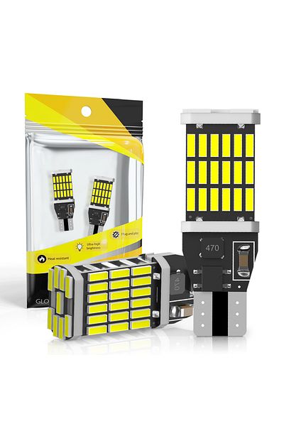 KALADA قطعتان من مصابيح LED بيضاء من Canbus T15 W16w Wy16w 4014 45SMD لمصباح الرجوع للخلف للسيارة