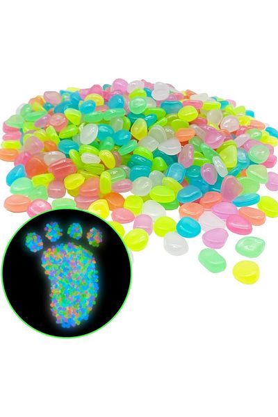 Choice Color 100pcs Glow In The Dark Garden Pebbles For Sidewalk Garden Terrace Lawn Garden Patio Fish Tank