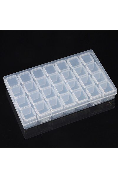 Choice Medium Transparent Color 28 Grid Nail Diamond Box Plastic Empty Box Mini Detachable Decoration Pearl