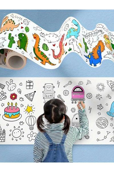 Choice Ivory Dinosaur Childrens Graffiti Picture Scroll Coloring Picture Scroll Three Meter Long Pattern No