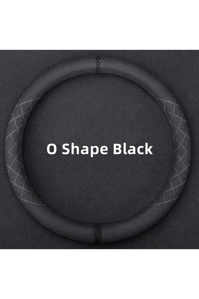 Choice أغطية عجلة قيادة السيارة السوداء من جلد البقر والشمواه، غطاء عجلة القي...