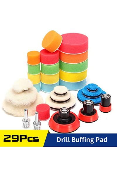 Choice 1 2 3 Inch 29pcs Drill Buffing Pad Detail Polishing Pad Mix Size Kit With M14 Thread Backing Pad For