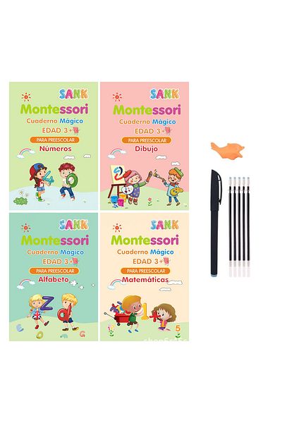HMRANT 4pcs Sets Free Wiping Spanish Magic Copybook Pen Preschools Kids Calligraphy Children Reusable Españ