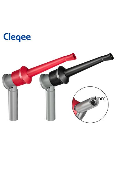 CLEQEE 4mm-2pcs P30007b Test Hook Clips Grabber With 2mm Or 4mm Female Jack For 2mm Plug Or 4mm Mal
