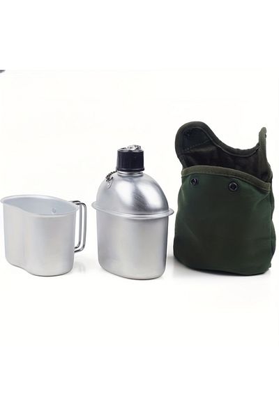 Choice 3pcs 3pcs/set Military Canteen Cookware Multi-functional Water Bottle With Grab Handled Cup Canvas C