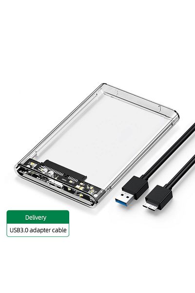 Choice حافظة شفافة بيضاء اللون مقاس 2.5 بوصة لمحرك الأقراص الصلبة الخارجي بمنفذ USB 3.0 لأجهزة الكمبيوتر الشخصية