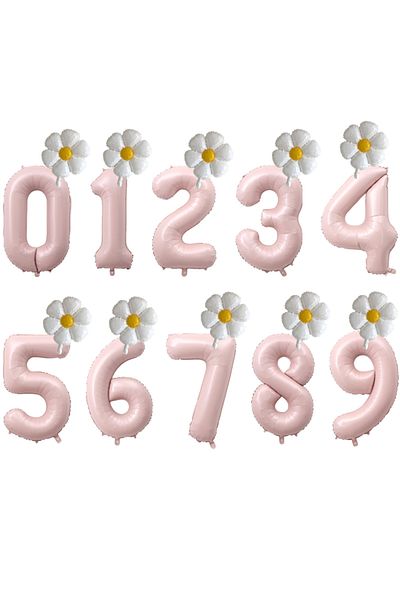 Choice Number 3 40inch Pink 2pcs Daisy Foil Balloons Set Cream Caramel 40inch Number Balloon 0-9 Kids Birth