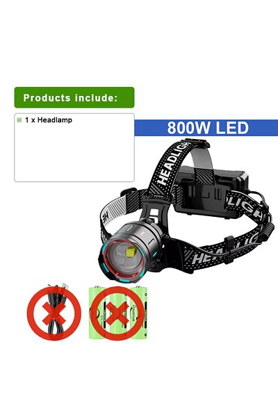 paweinuo 800w -c No Battery 1000000lm Powerful Headlamp 800w Led Sensor Head Flashlight Long Range Headlight