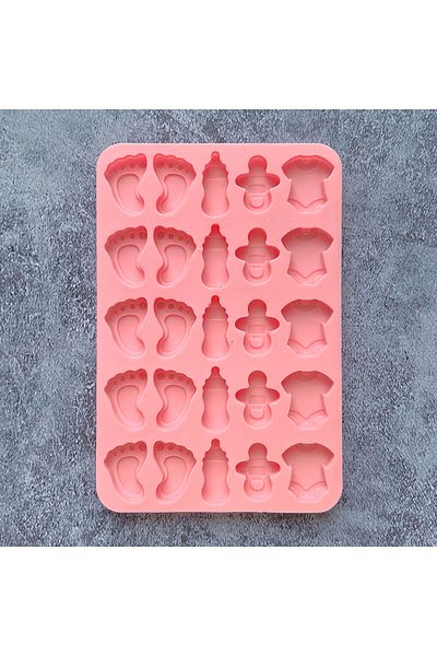 Choice 01pink 25 حفرة قالب سيليكون للخبز بالشوكولاتة DIY حلمة زجاجة ملابس قدم حلوى البسكويت قالب Sui