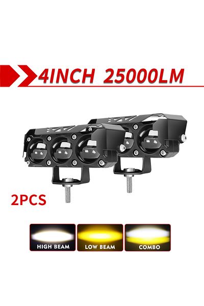 Choice 2 قطعة مصابيح عمل Co Light للدراجات النارية LED كشاف ثنائي اللون عالي/منخفض شعاع مصابيح الضباب للسيارات والشاحنات والسيارات الرياضية متعددة الاستخدامات