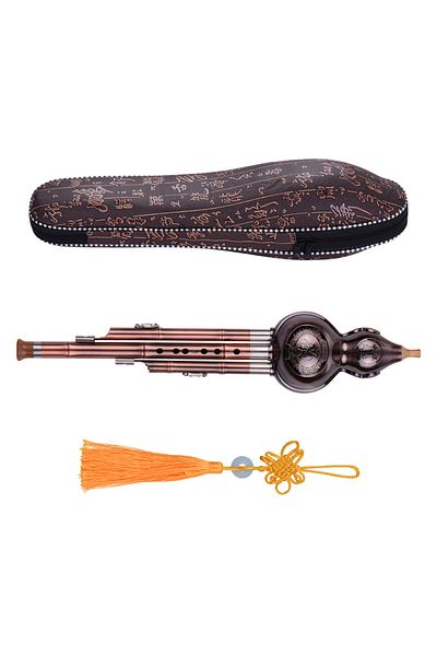Choice As Shown 3 Tone C-key Hulusi Gourd Cucurbit Flute Aluminum With Copper Plated Pipes Chinese Traditio