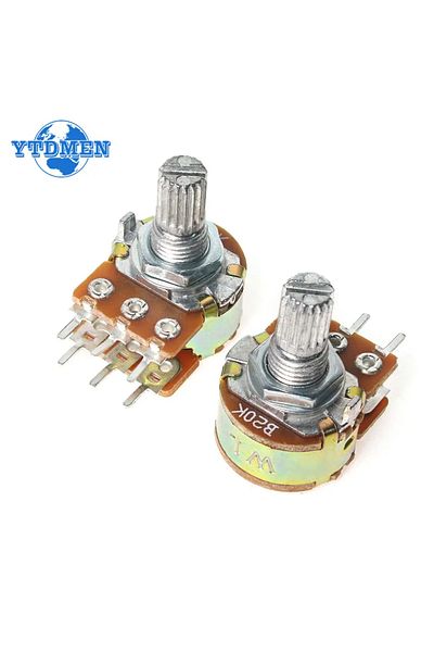 YTDMEN 50k Ohm 10pcs Wh148 B1k B10k B50k B100k B1m 6pin Linear Potentiometer 15mm Shaft With Nuts And Washe