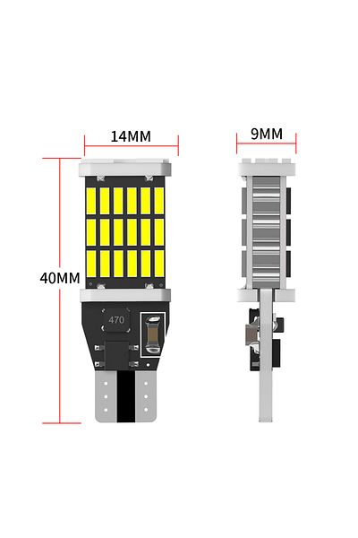 KALADA قطعتان من مصابيح LED بيضاء من Canbus T15 W16w Wy16w 4014 45SMD لمصباح الرجوع للخلف للسيارة