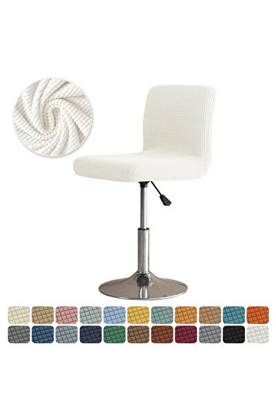Choice White Polar Fleece Bar Chair Cover Stretch Short Back Dining Seat Cove...