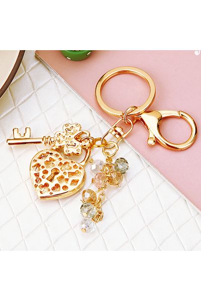 Choice Pink Rhinestone Key Heart Lock Keychain Cute Sparkle Key Ring Purse Bag Backpack Car Key Charm Women