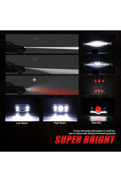 Choice 2pcs 12v 24v 4x6 Inch Led H4 Headlight Led Work Light With Drl H4651 H4652 H4656 For Car Jeep Motorc