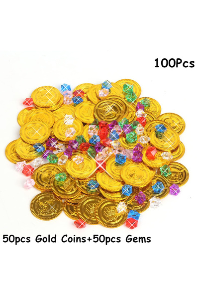 Choice 100pmix زي تنكري لكابتن القراصنة، عملات ذهبية للقراصنة، جواهر، أحجار كريمة، صندوق كنز، هدايا للأطفال