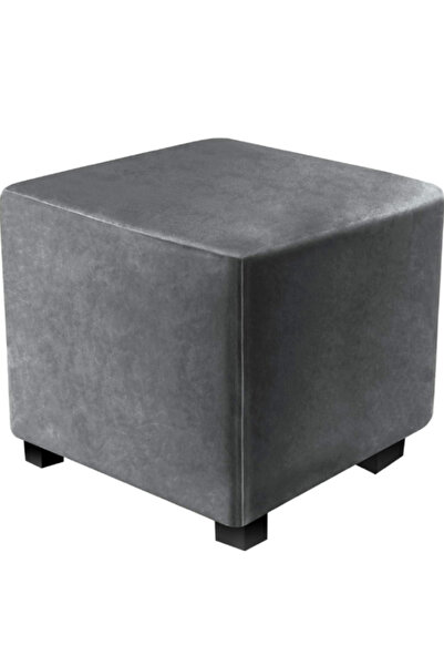 Choice S Dark Grey Thick Velvet 3 Size Square Ottoman Covers Stretch Footstoo...
